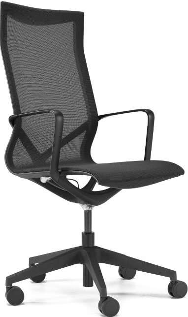 C Cadeira XN costa alta base em PVC preto